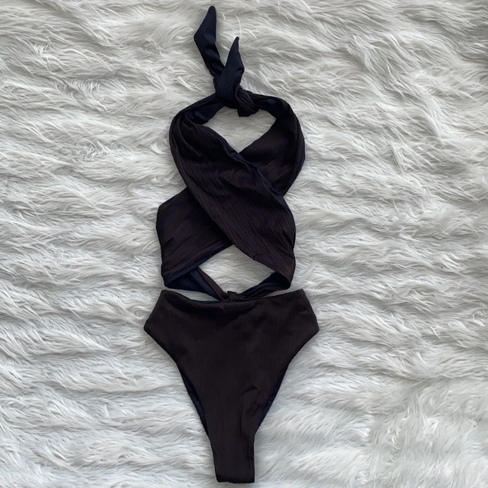 Frankie’s Bikinis | Dorothy Plissé Halter One Piece Swimsuit